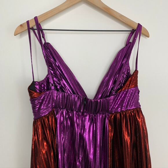 Sabina Musayev Women's Red Purple Kaia Two-Tone Foil Maxi Dress XL - Picture 13 of 16